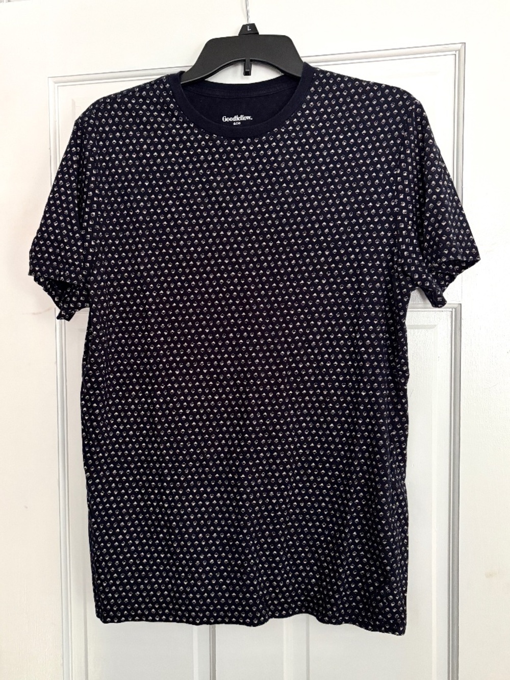Men's Goodfellow & Co. Short Sleeve Tee Navy Blue Size Medium Geometric Pattern